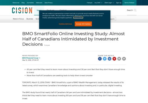 
                            13. BMO SmartFolio Online Investing Study: Almost Half of Canadians ...