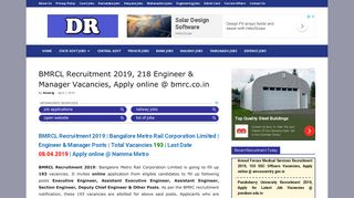 
                            5. BMRCL Recruitment 2019, 174 Maintainer & Engineer Vacancies ...