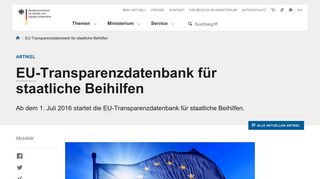 
                            10. BMVI - EU-Transparenzdatenbank für staatliche Beihilfen