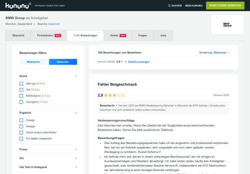 
                            9. BMW Gruppe Bewerbung: 129 Vorstellungsgespräche | kununu