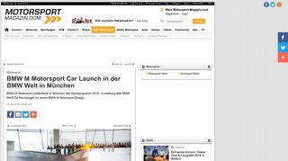 
                            6. BMW M Motorsport Car Launch in der BMW Welt in München