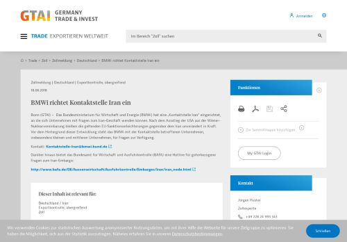
                            10. BMWi richtet Kontaktstelle Iran ein - GTAI