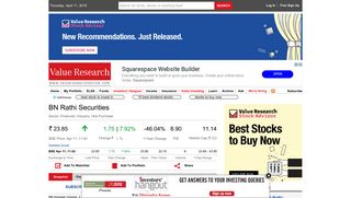 
                            8. BN Rathi Securities Ltd. - Stock Snapshot - Value Research Online