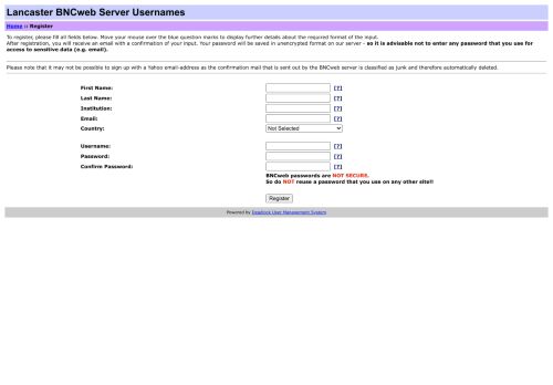 
                            3. BNCweb registration - Register