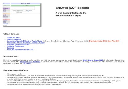 
                            2. BNCweb - UCREL Corpus Application Server - Lancaster University