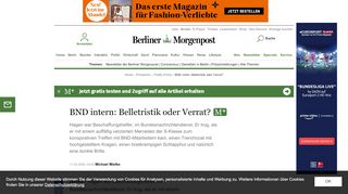 
                            10. BND intern: Belletristik oder Verrat? - Politik (Print) - Berliner Morgenpost