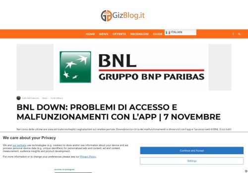 
                            8. BNL Down: problemi di accesso e malfunzionamenti app | 7 ... - GizBlog