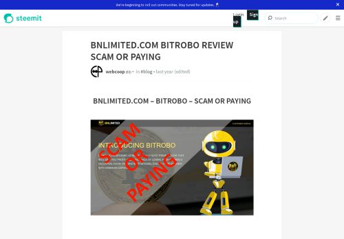 
                            13. BNLIMITED.COM BITROBO REVIEW SCAM OR PAYING — ...