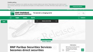 
                            8. BNP Paribas Securities Services becomes direct securities participant ...