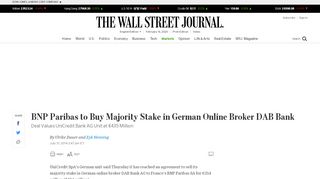 
                            6. BNP Paribas to Buy Majority Stake in German Online Broker DAB ...