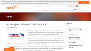 
                            6. BNS integriert Schmitz Trailer Telematik - Speditionssoftware | BNS ...