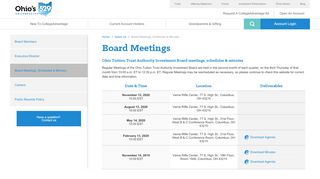 
                            11. Board Meetings, Schedules & Minutes | Ohio Tuition Trust Authority