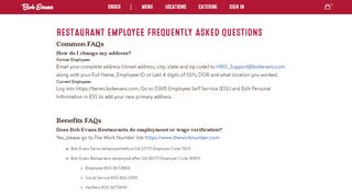 
                            2. Bob Evans | Employee FAQs