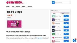 
                            5. Bobs Bingo | £15 FREE no deposit required | OhMyBingo