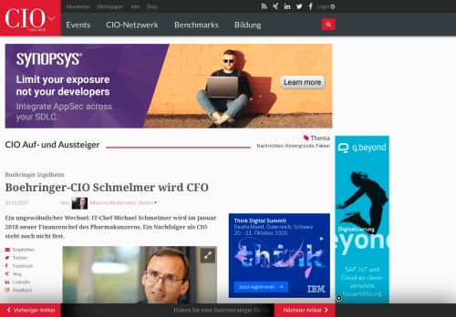 
                            11. Boehringer Ingelheim: Boehringer-CIO Schmelmer wird CFO - cio.de