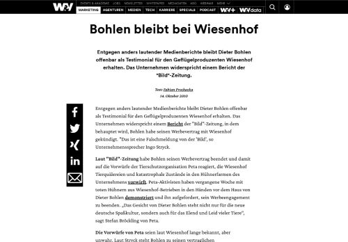 
                            12. Bohlen bleibt bei Wiesenhof | W&V