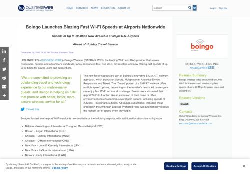 
                            12. Boingo Launches Blazing Fast Wi-Fi Speeds at Airports Nationwide ...