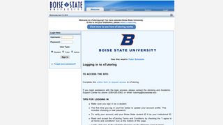 
                            8. Boise State University - Welcome to eTutoring.org