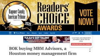 
                            9. BOK buying MBM Advisors, a Houston money management firm ...