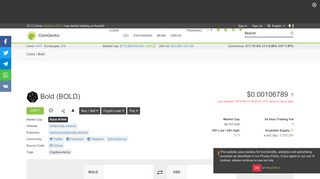 
                            5. Bold (BOLD) price, chart, and fundamentals info | CoinGecko