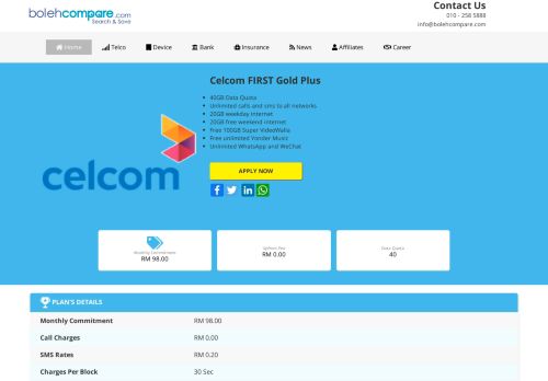 
                            9. BolehCompare | Celcom FIRST Gold Plus