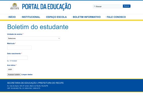 
                            7. Boletim do estudante | Portal da Educação