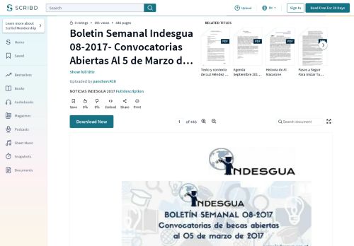
                            12. Boletin Semanal Indesgua 08-2017- Convocatorias Abiertas Al 5 de ...