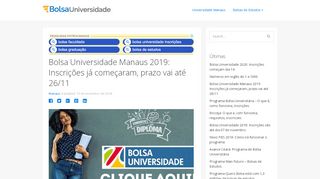 
                            9. Bolsa Universidade Manaus 2019: Inscrições já começaram, prazo vai ...