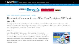 
                            9. Bombardier Customer Services Wins Two Prestigious 2017 Stevie ...