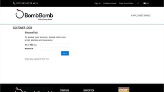 
                            3. BombBomb Online Swag Store: Customer Login