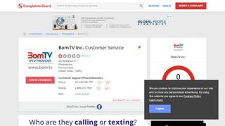 
                            4. BomTV Inc. Customer Service, Complaints and Reviews