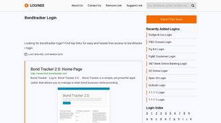 
                            7. Bondtracker Login