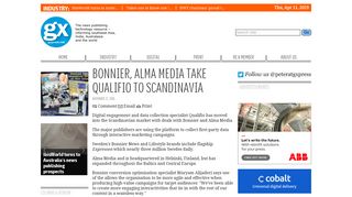 
                            12. Bonnier, Alma Media take Qualifio to Scandinavia - GXpress