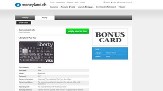 
                            11. Bonus Card Visa LibertyCard Plus - moneyland.ch