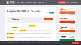 
                            12. Bonus CASHBACK 300 LEI - Fortuna Bet