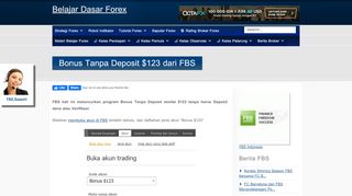 
                            4. Bonus Tanpa Deposit $123 dari FBS | Belajar Dasar Forex