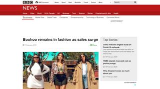 
                            9. Boohoo remains in fashion as sales surge - BBC News