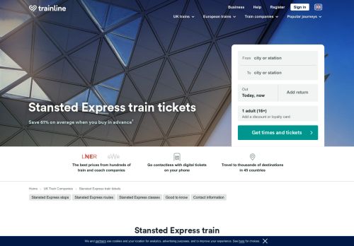 
                            8. Book Cheap Stansted Express Tickets | Routes, Map & More | Trainline