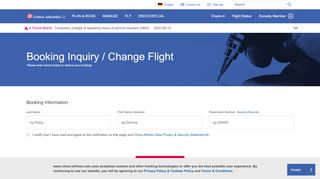 
                            6. Booking Inquiry / Change Flight | China Airlines