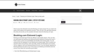 
                            5. Booking.com Extranet Login | Step by step guide | Hall of Guides