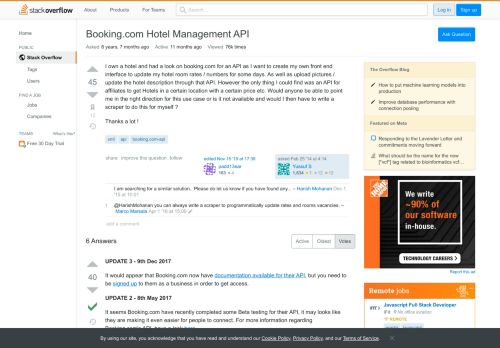 
                            7. Booking.com Hotel Management API - Stack Overflow