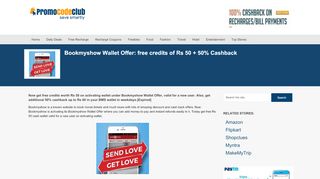 
                            9. Bookmyshow Wallet Offer: free credits of Rs 50 + 50% Cashback