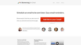 
                            2. Boomerang for Gmail: Scheduled sending and email reminders