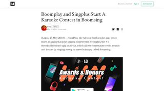 
                            13. Boomplay and Singplus Start A Karaoke Contest in Boomsing - Medium