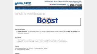 
                            8. BOOST 2019 - Bansal Open Opportunity Scholarship / Entrance Test ...