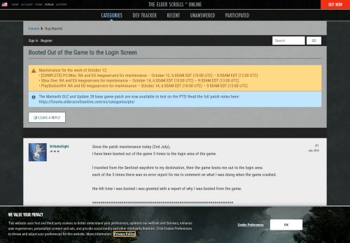
                            4. Booted Out of the Game to the Login Screen — Elder Scrolls Online