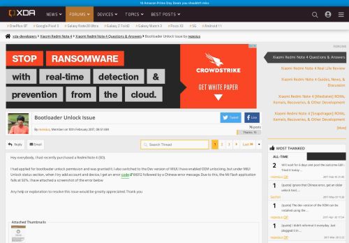 
                            10. Bootloader Unlock Issue | Xiaomi Redmi Note 4 - XDA Forums - XDA ...