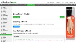 
                            9. Bootstrap 4 Modals - W3Schools