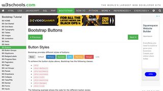 
                            2. Bootstrap Buttons - W3Schools