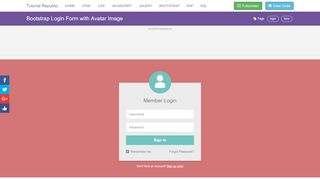 
                            8. Bootstrap Login Form with Avatar Image Template - Tutorial Republic